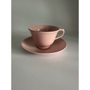 Vintage T.S.& T. Lu-Ray Pastels Pottery Pink Demitasse Cup & Saucer Set